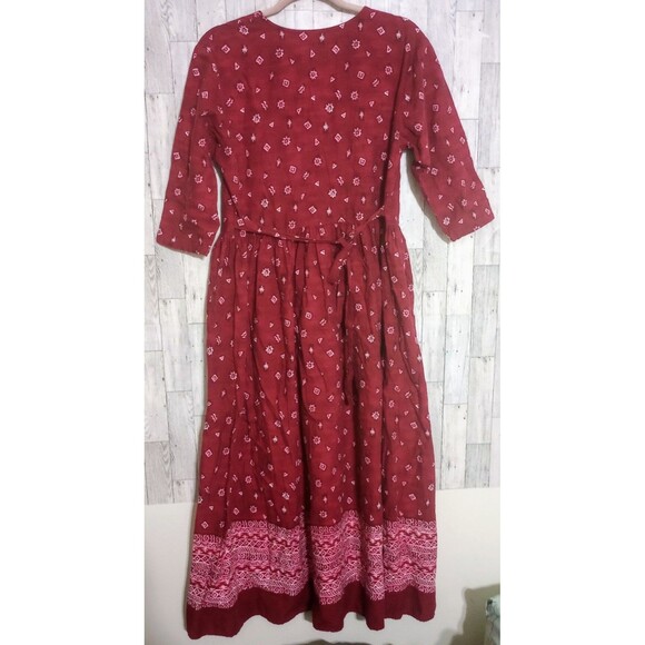 Vintage Roper Maxi Dress Bandana Look Western Button Up Size‎ Medium Made In USA - Picture 2 of 6